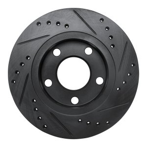 Audi S4 Brake Rotor (1) - Rear Left - R1 Concepts - Drilled & Slotted - Black - `00-`02